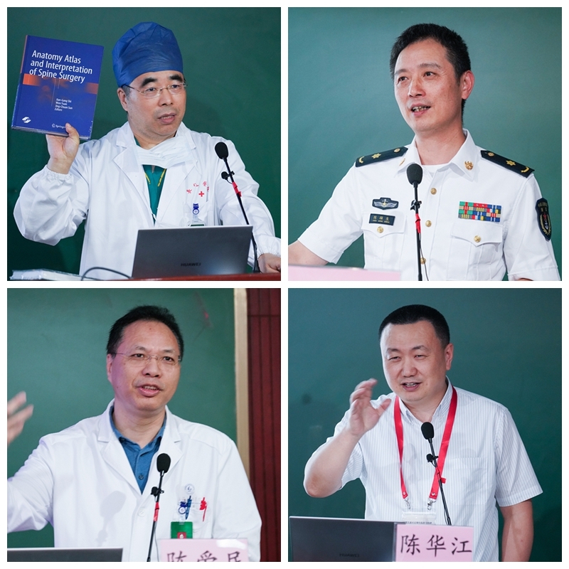 教授,脊柱二病区副主任许国华教授,脊柱三病区副主任杨立利教授授课